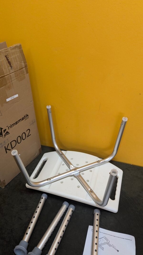 PrimeMatik Taburete de ducha ergonómico con altura ajustable