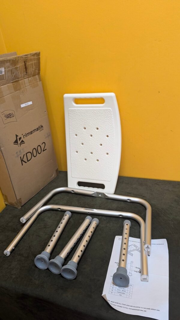 PrimeMatik Taburete de ducha ergonómico con altura ajustable