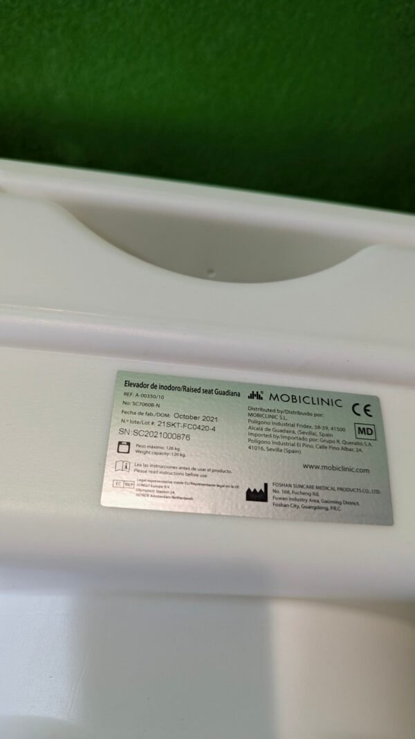 Elevador WC para Adultos, 17cm con reposabrazos abatibles y Acolchados