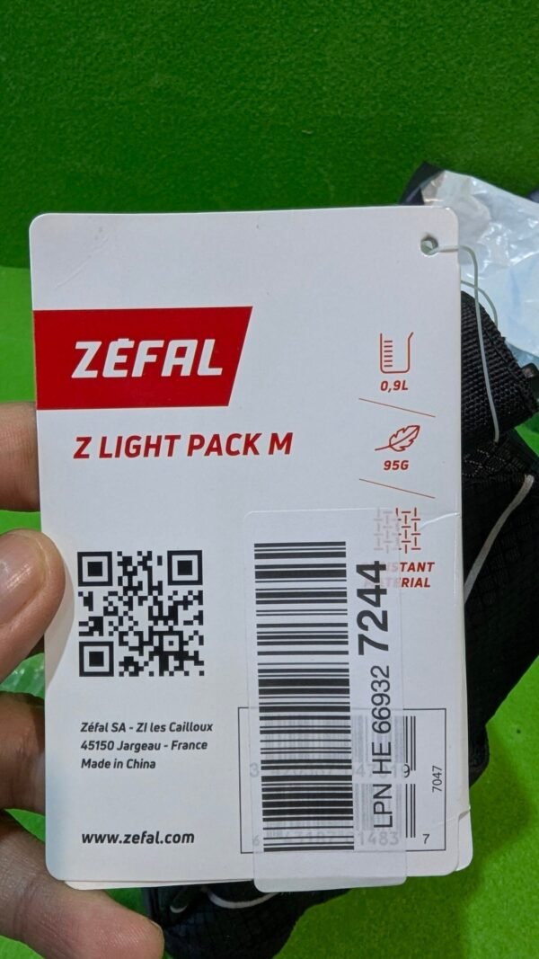 Etiqueta de producto Zéfal Z Light Pack M.