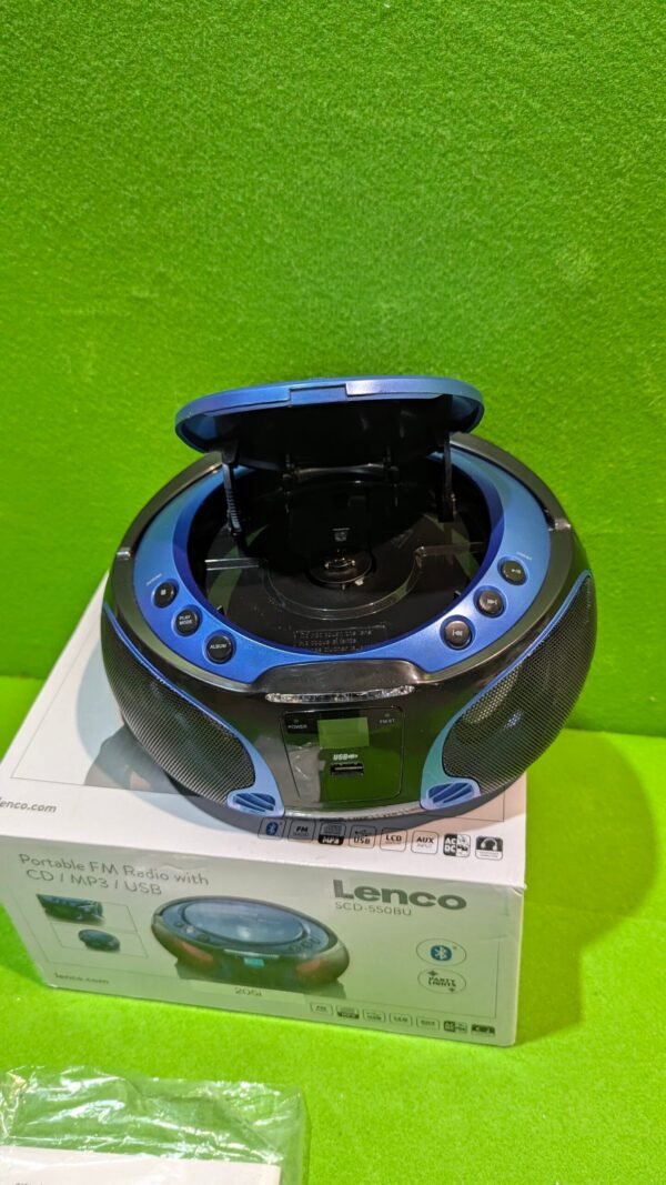 Lenco Radio CD Portátil SCD-550BU Azul, Bluetooth, USB, Radio FM