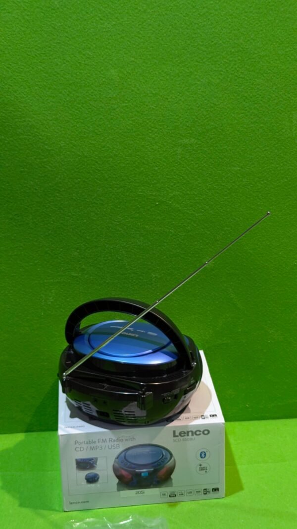 Lenco Radio CD Portátil SCD-550BU Azul, Bluetooth, USB, Radio FM