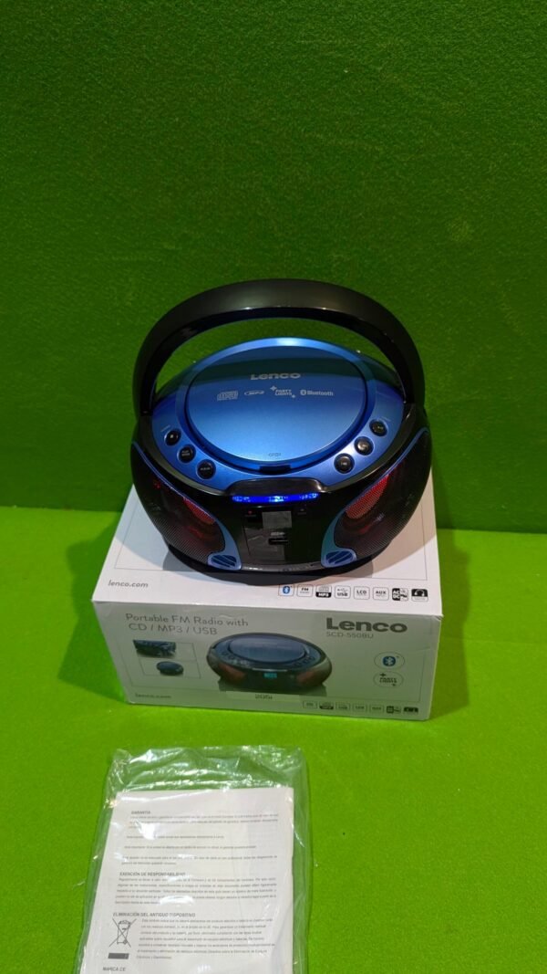Lenco Radio CD Portátil SCD-550BU Azul, Bluetooth, USB, Radio FM