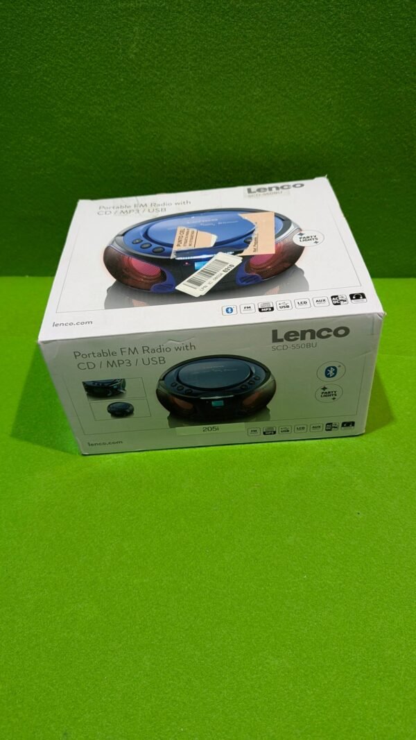 Lenco Radio CD Portátil SCD-550BU Azul, Bluetooth, USB, Radio FM