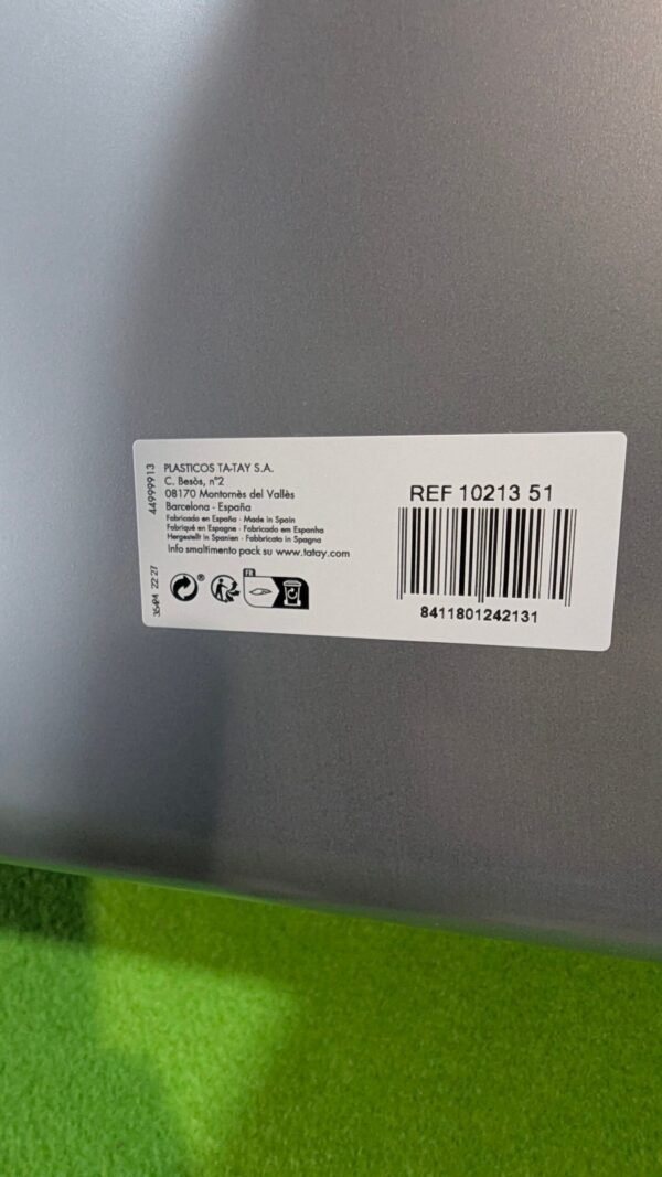 Etiqueta de plástico Ta-Tay S.A., código de barras.