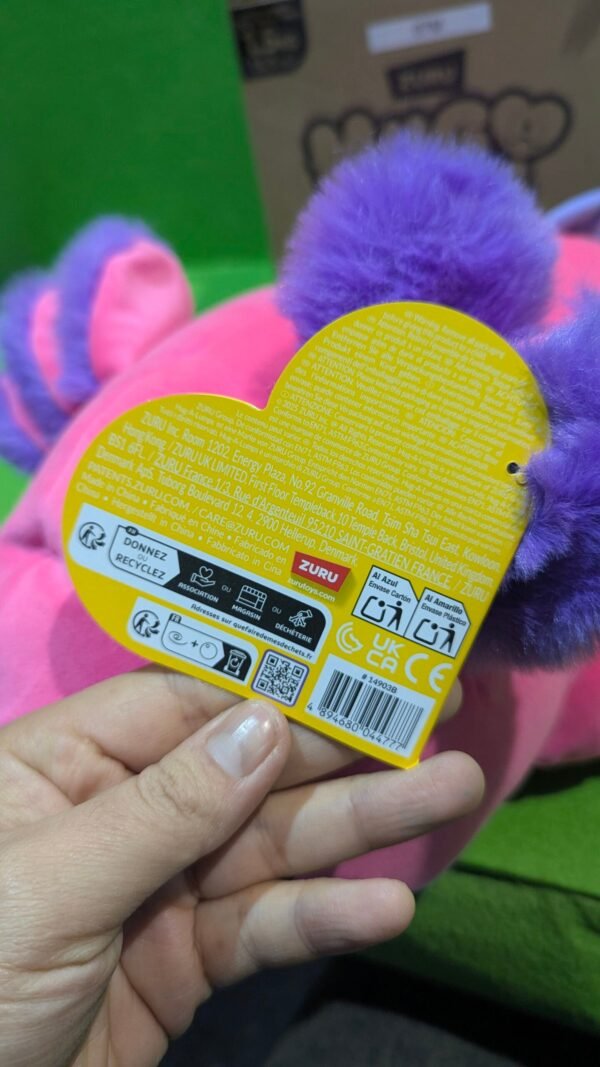 Etiqueta producto Zuru, información reciclaje y advertencias.