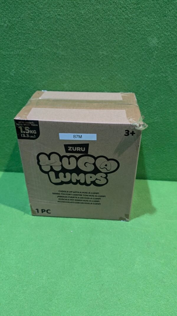 Caja de cartón Zuru con marca 'Huga Lumps'.