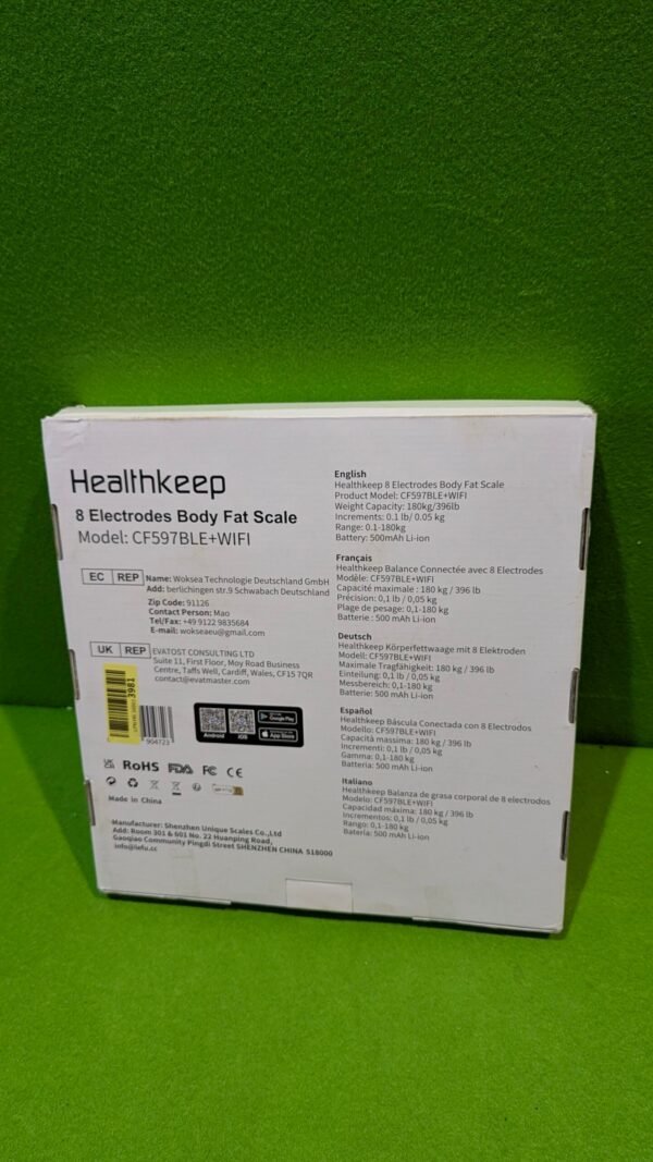 Healthkeep - Báscula conectada WIFI y Bluetooth con 8 electrodos de alta precisión
