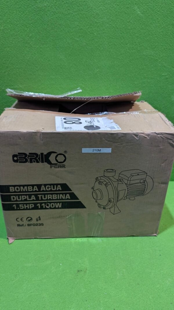 Bricoferr Bomba de Agua c/Doble Turbina - 1.5HP, 45m de Elevación, 117L/min