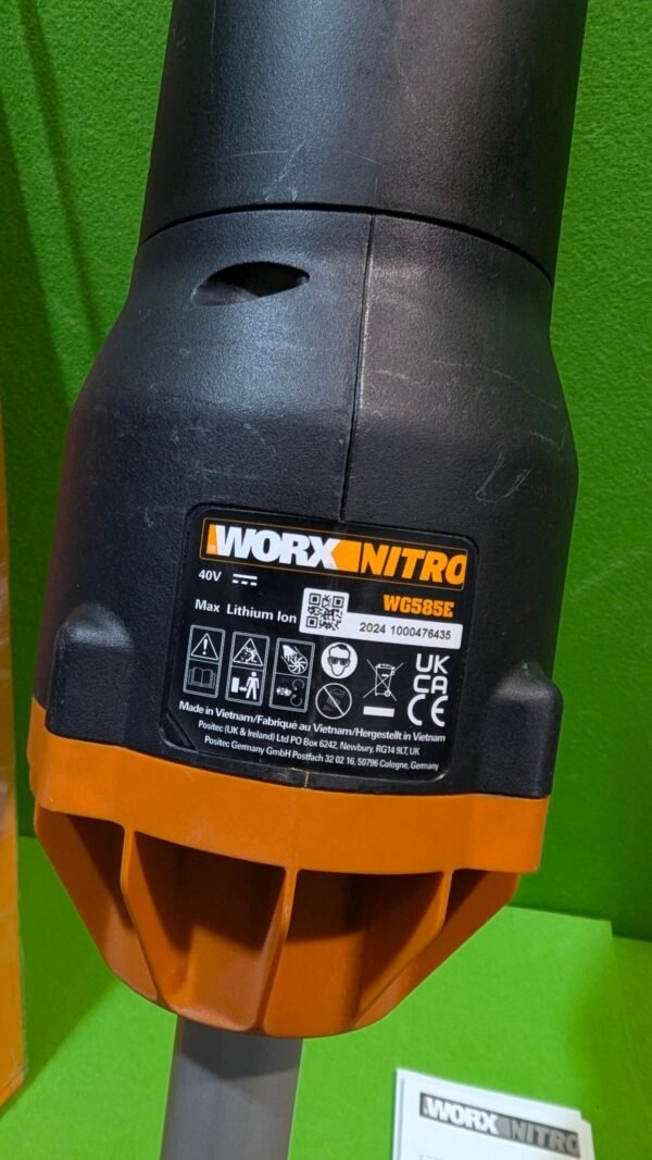 Soplador a batería Worx Nitro 40V, modelo WG585E.