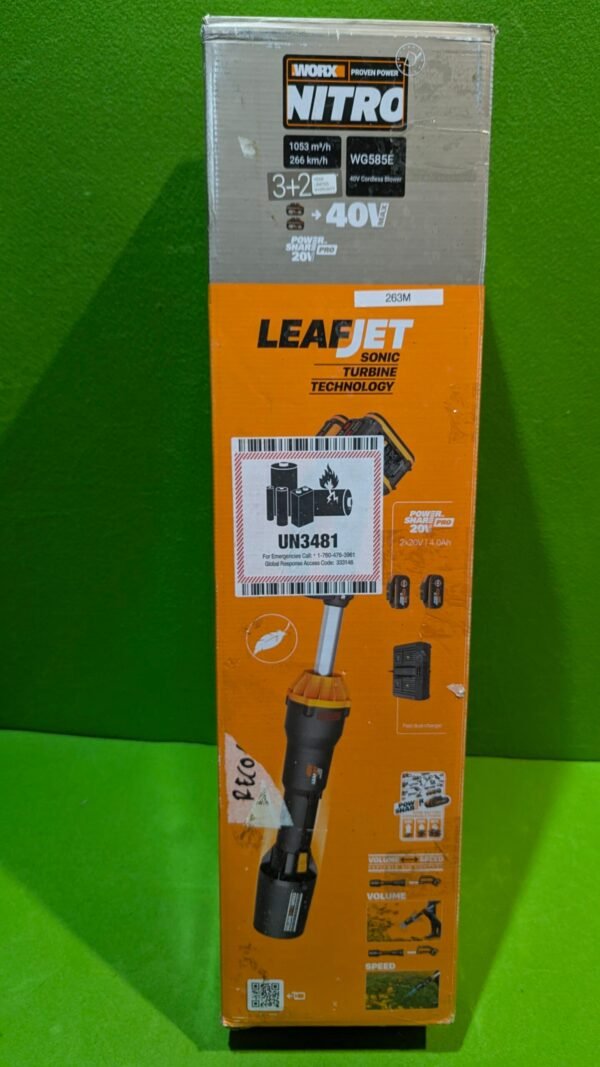 Caja de soplador de hojas WORX NITRO 40V.
