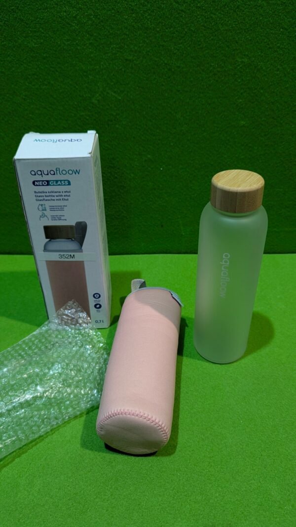 Aquafloow Botella Agua de Vidrio con Tapa de Neopreno de 700ml