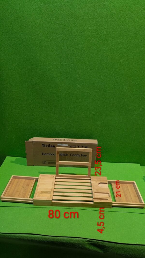 Bandeja Bañera de Bambú Ajustable 44-(80 extensible) x 23,5 x 4,5 cm
