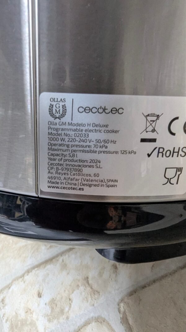 Cecotec Olla Programable GM Modelo H Deluxe 6 litros