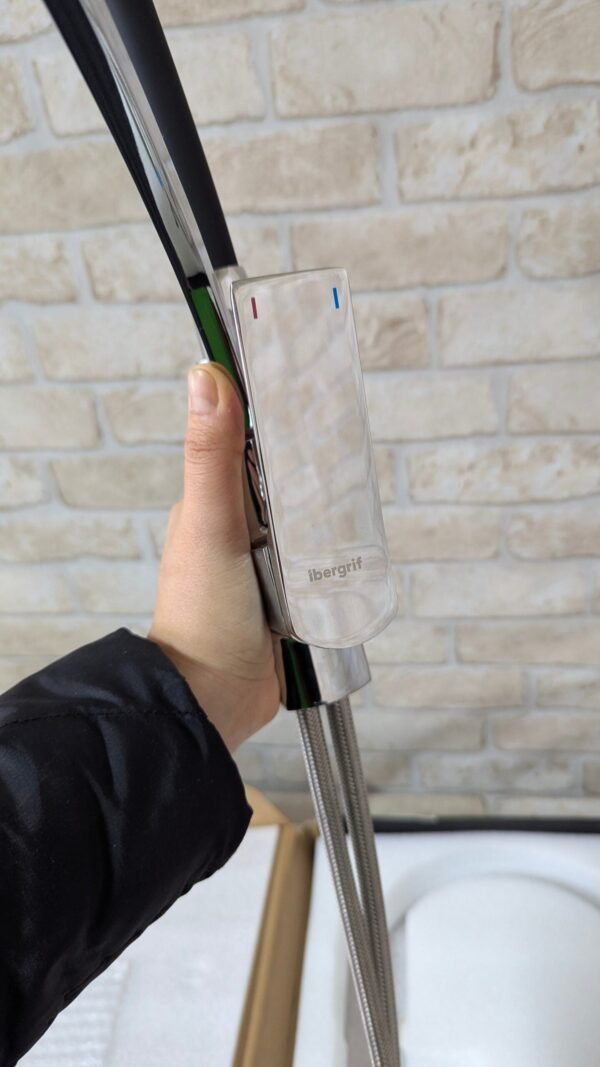 Ibergrif M14004-2 Prague – Grifo de cocina monomando con caño flexible negro y 2 funciones