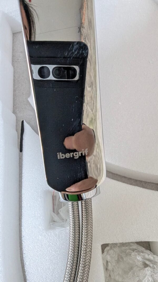 Ibergrif M14004-2 Prague – Grifo de cocina monomando con caño flexible negro y 2 funciones