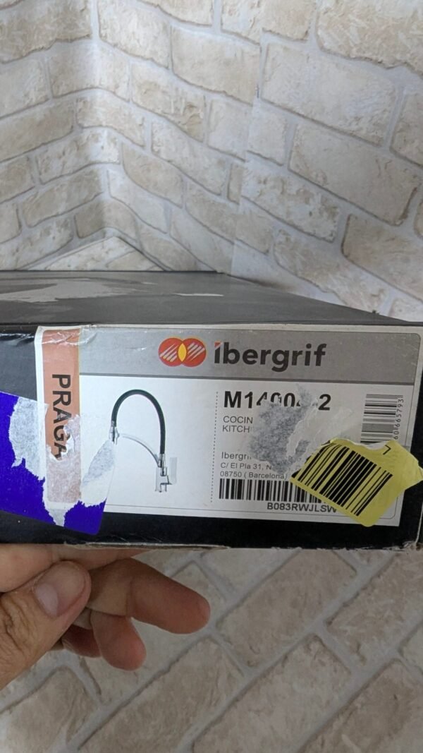 Ibergrif M14004-2 Prague – Grifo de cocina monomando con caño flexible negro y 2 funciones
