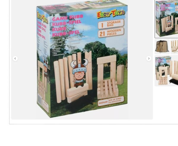 Juego Kubb de madera Eddy Toys en caja.