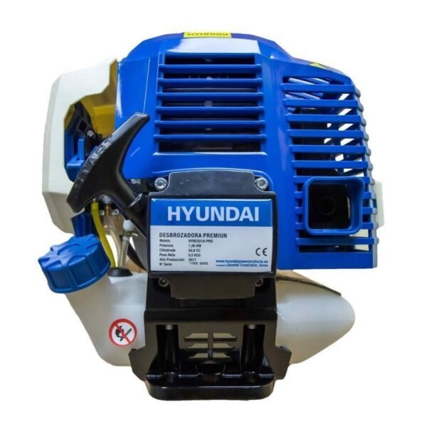 Motor de desbrozadora Hyundai azul y blanco