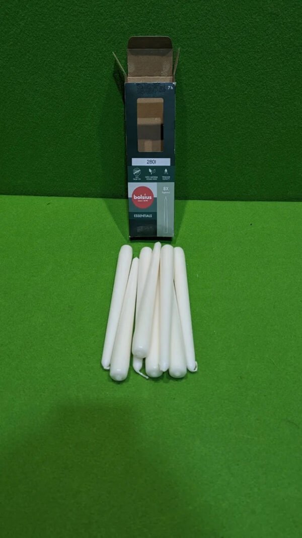 Bolsius Velas cónicas Blanco 8 unidades