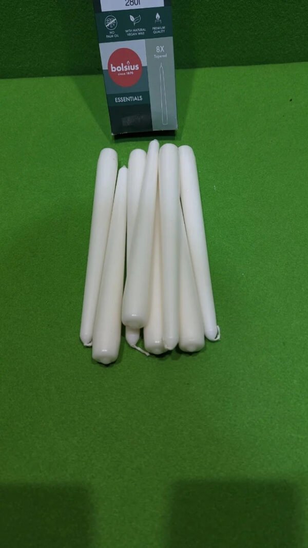 Bolsius Velas cónicas Blanco 8 unidades
