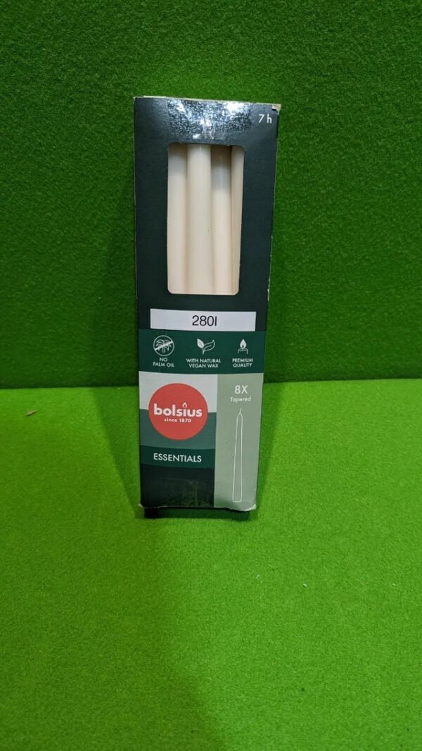 Bolsius Velas cónicas Blanco 8 unidades