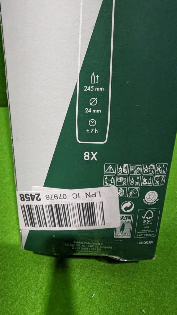 Bolsius Velas cónicas Blanco 8 unidades