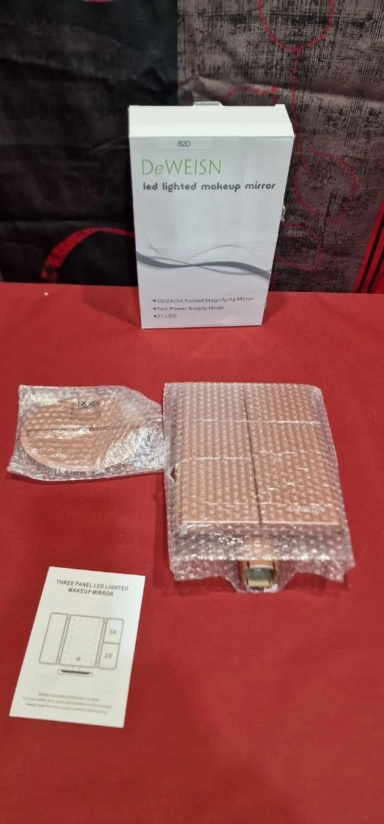 Espejo de Maquillaje con LED, Iluminado Espejo de Mesa Luz con Ampliación