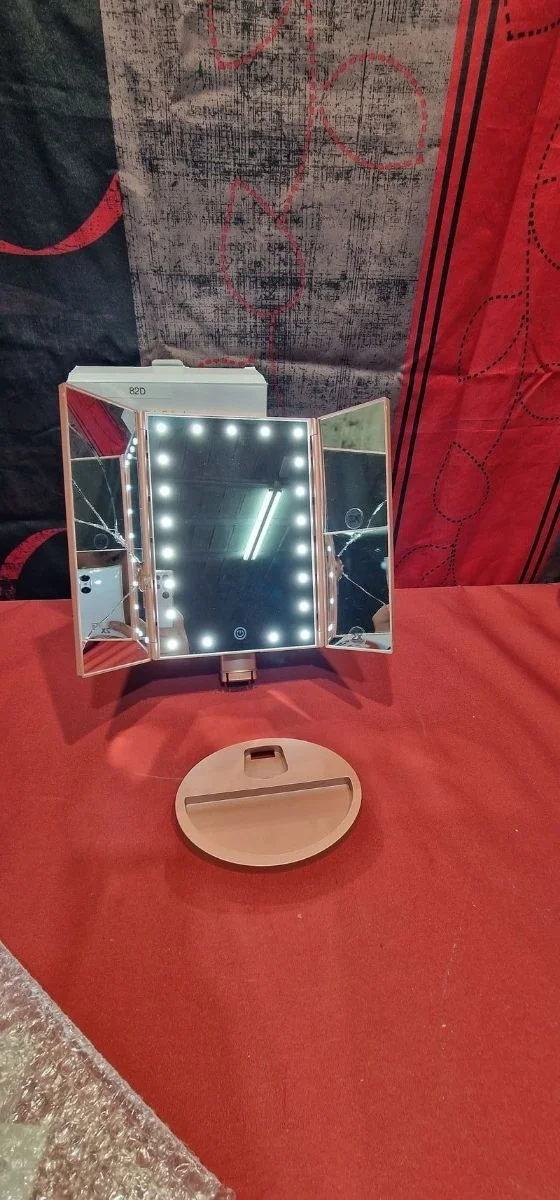Espejo de Maquillaje con LED, Iluminado Espejo de Mesa Luz con Ampliación