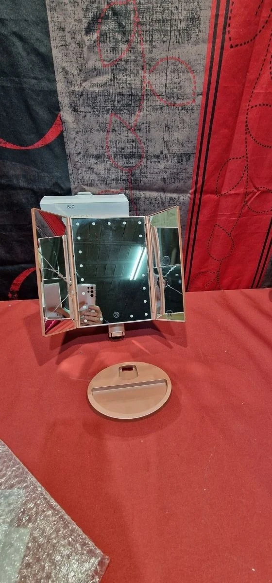 Espejo de Maquillaje con LED, Iluminado Espejo de Mesa Luz con Ampliación