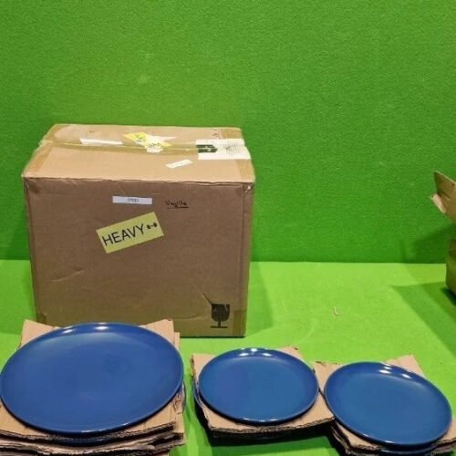 Amazon Basics - Vajilla de gres, color Azul marino, 11 piezas