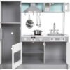 Cocina de juguete, disposición en línea, de madera