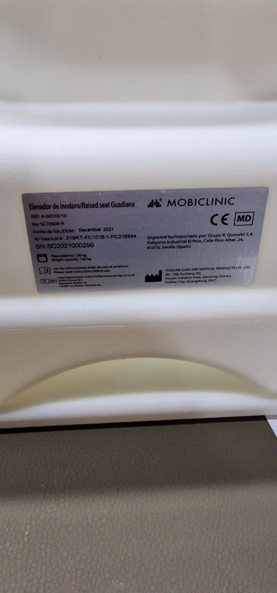 Mobiclinic, Elevador WC para adultos con reposabrazos, Guadiana