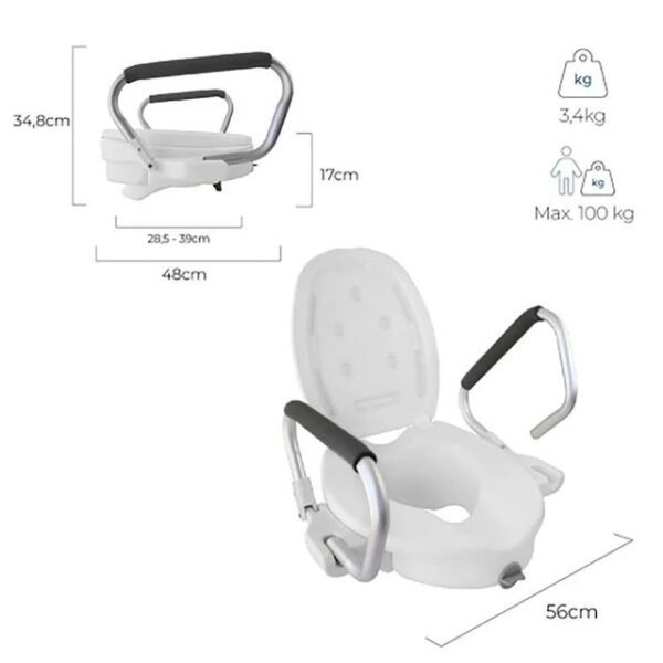 Mobiclinic, Elevador WC para adultos con reposabrazos, Guadiana