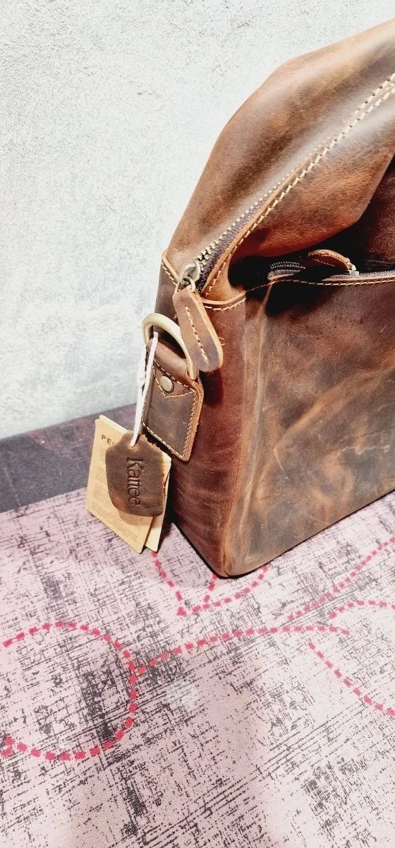 Maletín/bolsa de hombro Kattee de aspecto vintage, de piel