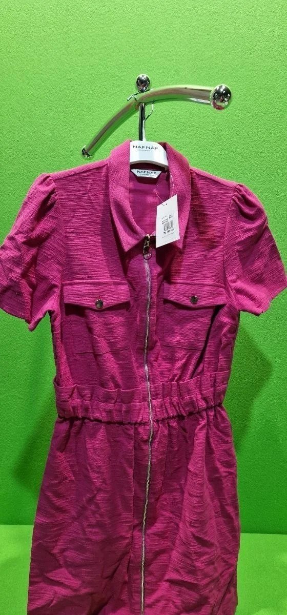 i5400926664.webp Vestido rosa con cremallera y bolsillos.