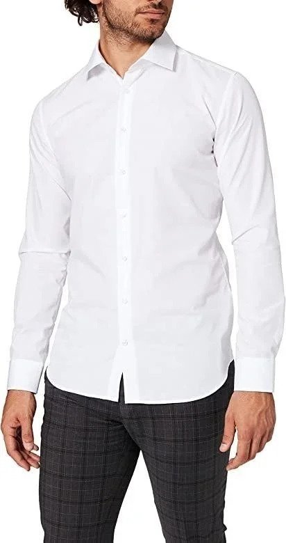 Camisa blanca formal de hombre, manga larga.