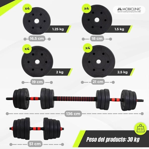 Mobiclinic® , Mancuernas ajustables 30 kg
