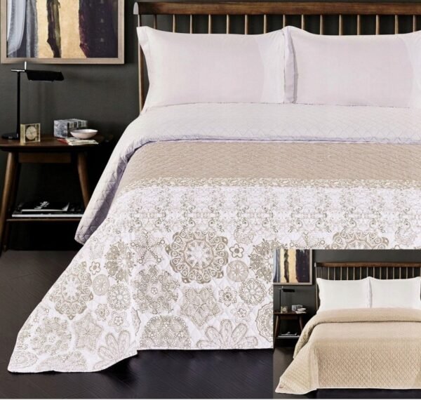 Colcha color beige oriental para cama de 90