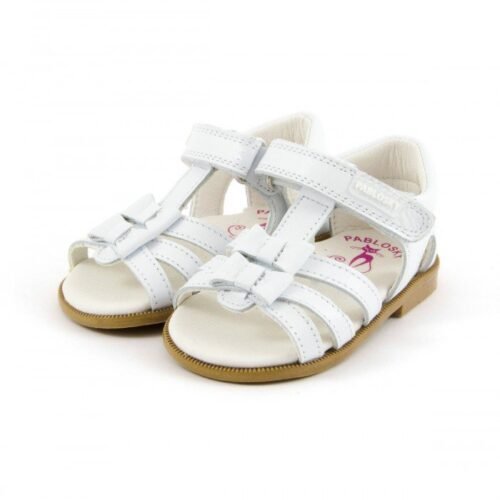 1223J - Sandalia Pablosky de piel en T con velcro y lazos talla 20