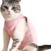 347M - Traje de recuperación Profesional para heridas Abdominales o Enfermedades de la Piel, Alternativo para Gatos y Perros, después de la cirugía, Ropa para el hogar（Rosa，L