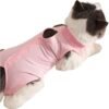 347M - Traje de recuperación Profesional para heridas Abdominales o Enfermedades de la Piel, Alternativo para Gatos y Perros, después de la cirugía, Ropa para el hogar（Rosa，L