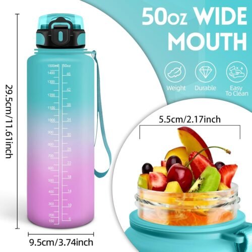 351M - Botella Agua, 1500ML Libre de BPA, Botella Agua Gimnasio