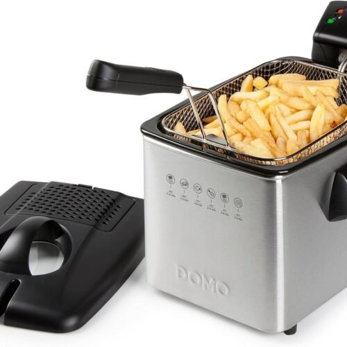 400M - Domo Freidora de acero inoxidable DO465FR, 3000 W, 4 litros