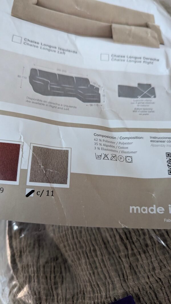 487M - Eysa Funda de sofá bielástica para Chaise Longue con el Brazo Largo Lado Izquierdo
