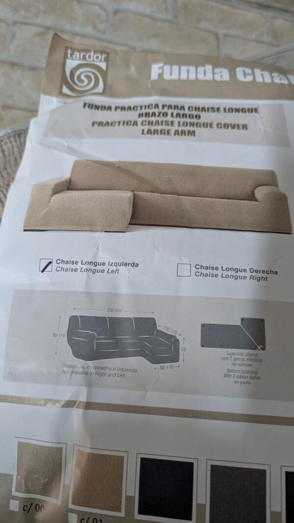 487M - Eysa Funda de sofá bielástica para Chaise Longue con el Brazo Largo Lado Izquierdo