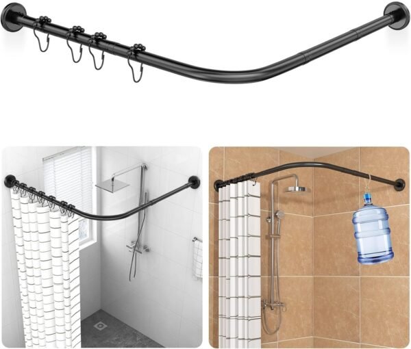 377AA - Barra de Cortina de Ducha Ajustable en Forma de L 70-100×110-170cm