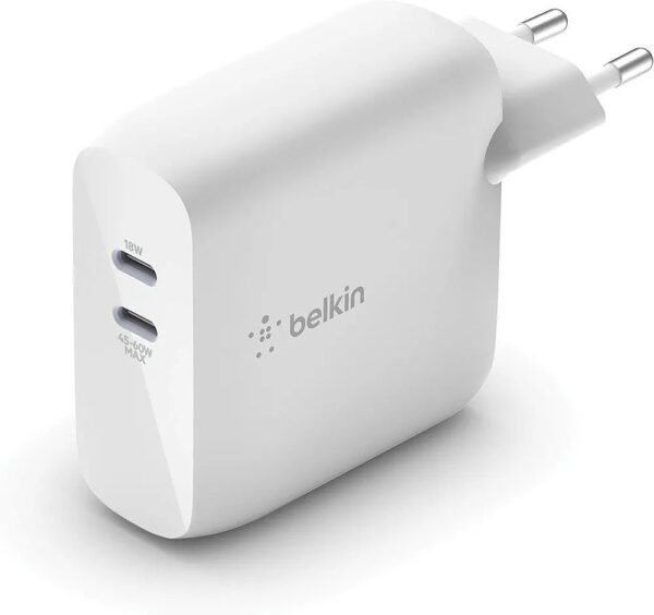 352J - Belkin cargador de pared USB-PD GaN doble de 68 W