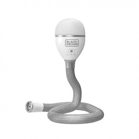 BDCFSL01-XJ - BLACK+DECKER Luz de serpiente, uso para luz de libro, luz de escritorio y luz de trabajo, 2 ajustes, flexible y recargable (BDCFSL01)