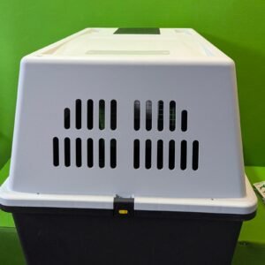 66M - Ferplast Transportín para Perros de Talla Grande Atlas 70 Professional, Comedero y Accesorios incluidos, Puerta de Acero plastificado, Rejillas de ventilación, 68,5 x 101 x h 75,5 cm Gris